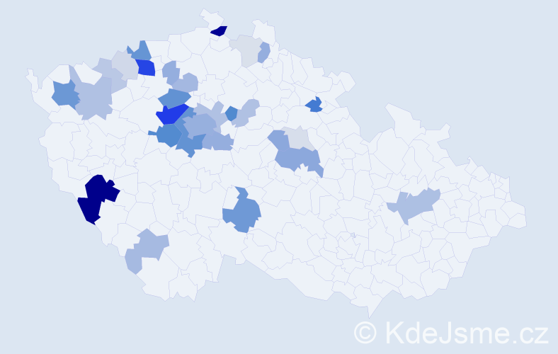 Příjmení: 'Pachmanová', počet výskytů 112 v celé ČR