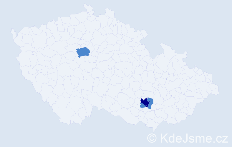 Příjmení: 'Mytrak', počet výskytů 5 v celé ČR