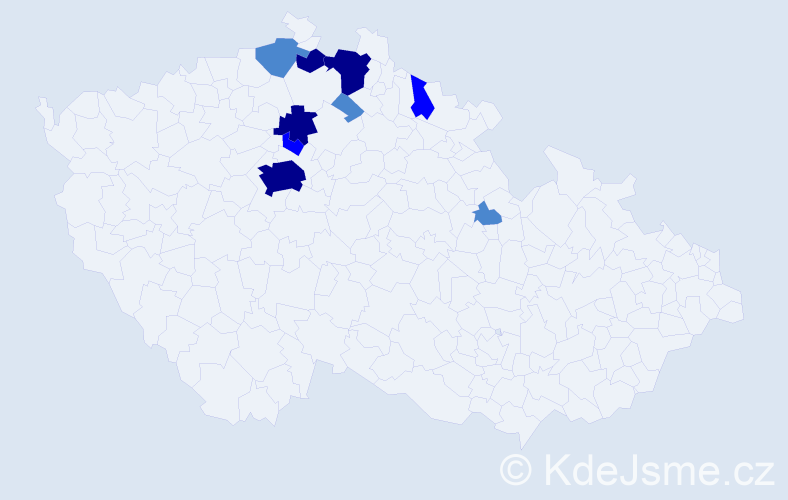 Příjmení: 'Kleinertová', počet výskytů 19 v celé ČR