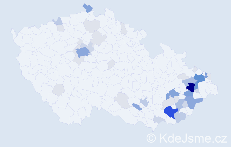 Příjmení: 'Holáňová', počet výskytů 160 v celé ČR