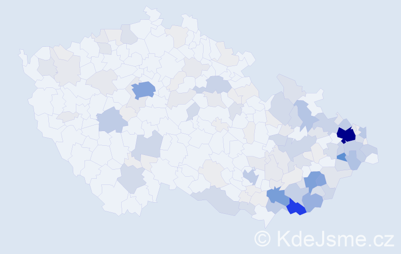 Příjmení: 'Mikeska', počet výskytů 627 v celé ČR
