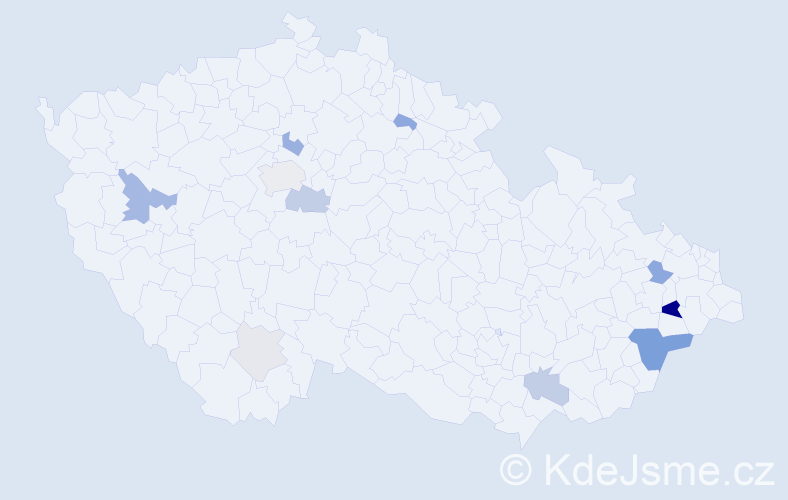 Příjmení: 'Tabáčková', počet výskytů 30 v celé ČR