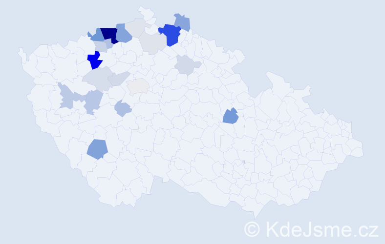 Příjmení: 'Kudráč', počet výskytů 101 v celé ČR