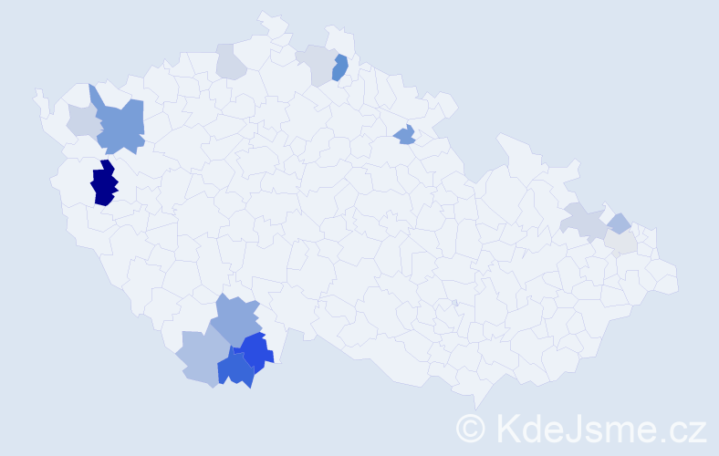 Příjmení: 'Perina', počet výskytů 27 v celé ČR