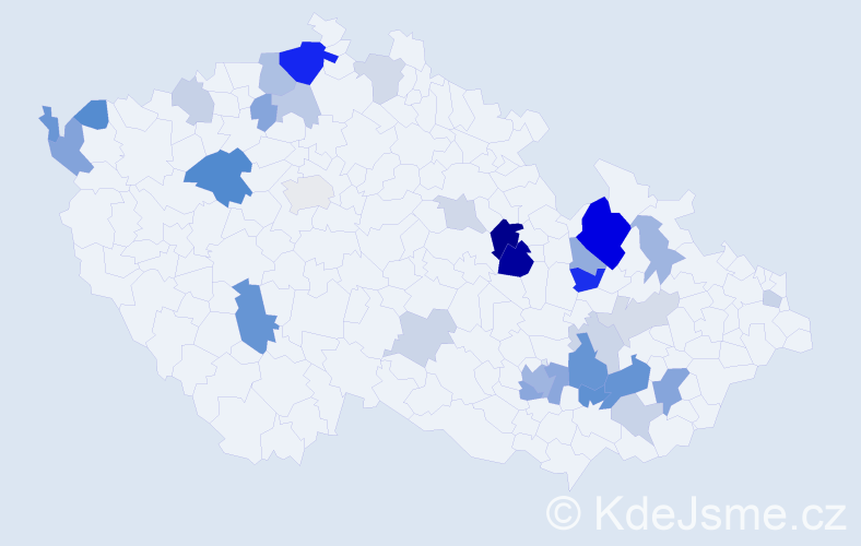 Příjmení: 'Pavlák', počet výskytů 74 v celé ČR