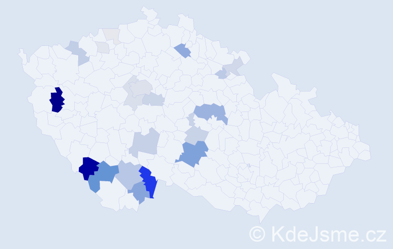 Příjmení: 'Kubašta', počet výskytů 87 v celé ČR