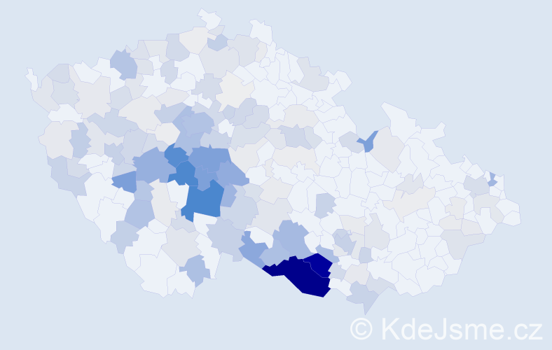 Příjmení: 'Balíková', počet výskytů 646 v celé ČR