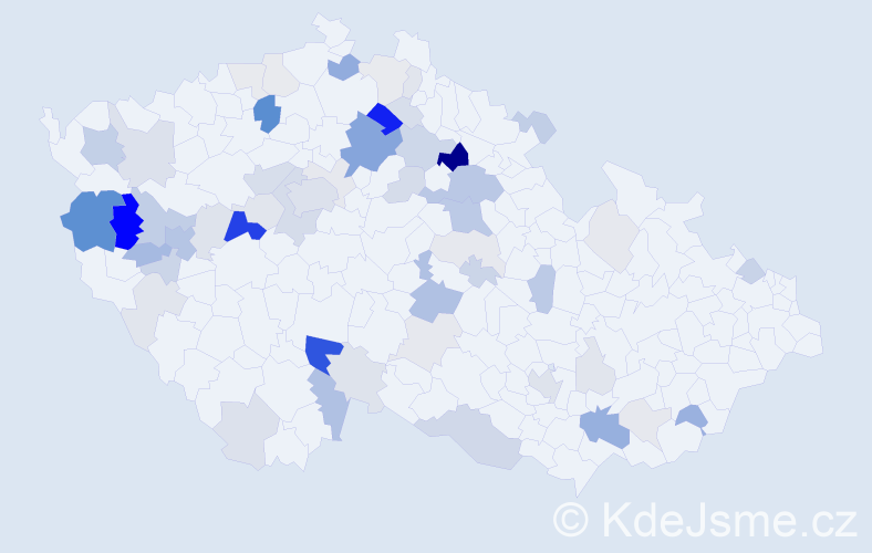 Příjmení: 'Velich', počet výskytů 180 v celé ČR