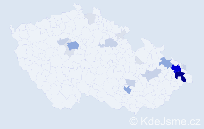 Příjmení: 'Golka', počet výskytů 72 v celé ČR