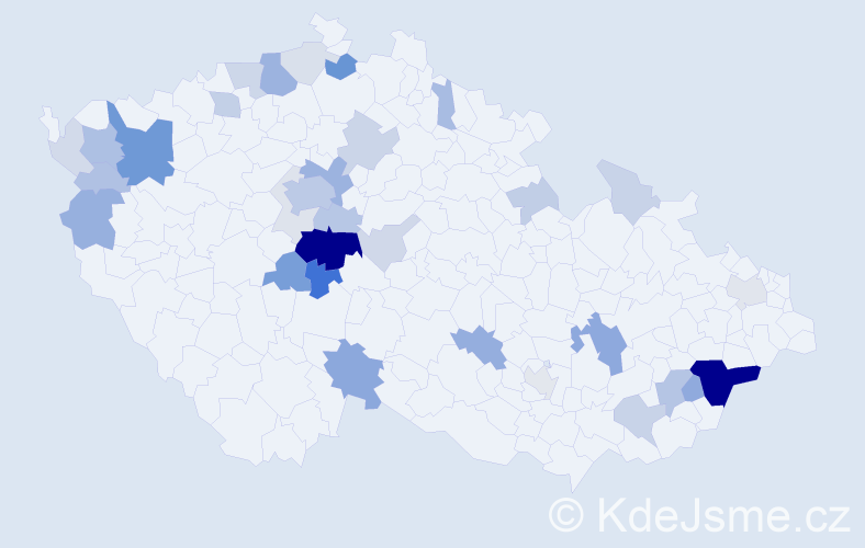 Příjmení: 'Pohůnek', počet výskytů 124 v celé ČR