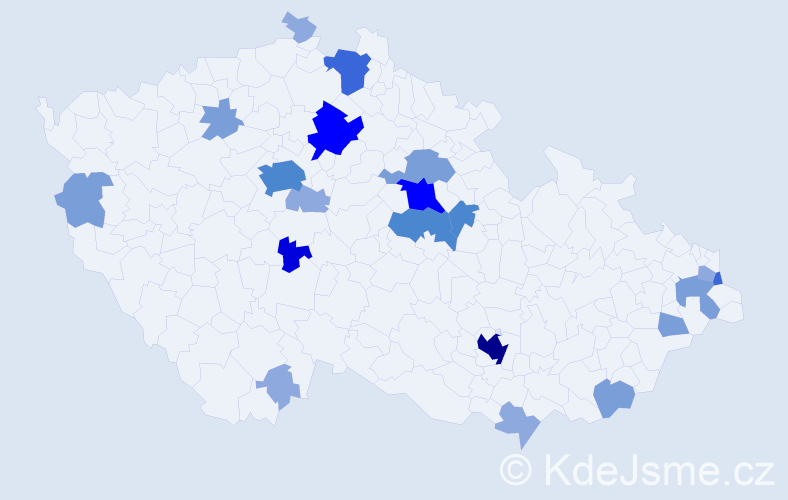 Příjmení: 'Rusiňáková', počet výskytů 57 v celé ČR