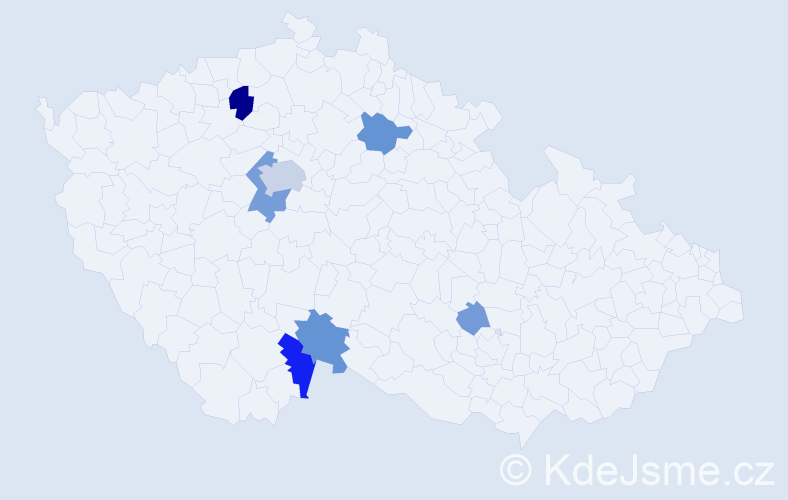 Příjmení: 'Krisová', počet výskytů 19 v celé ČR
