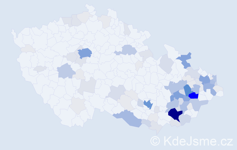 Příjmení: 'Tvrdoň', počet výskytů 376 v celé ČR