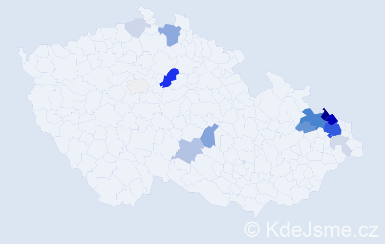 Příjmení: 'Barč', počet výskytů 59 v celé ČR