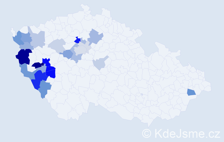 Příjmení: 'Klesa', počet výskytů 93 v celé ČR