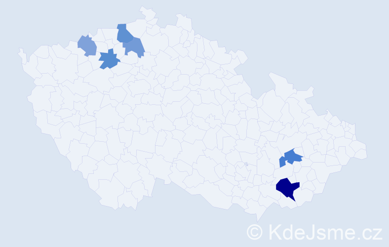Příjmení: 'Handrlicová', počet výskytů 11 v celé ČR