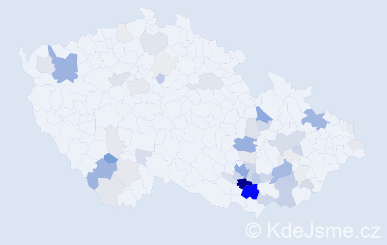 Příjmení: 'Nádeníček', počet výskytů 215 v celé ČR