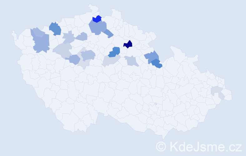 Příjmení: 'Kařízek', počet výskytů 58 v celé ČR