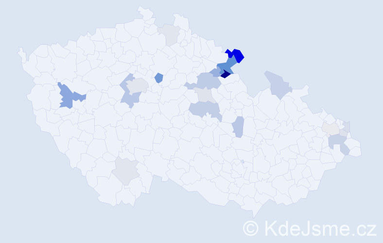 Příjmení: 'Vančáková', počet výskytů 45 v celé ČR