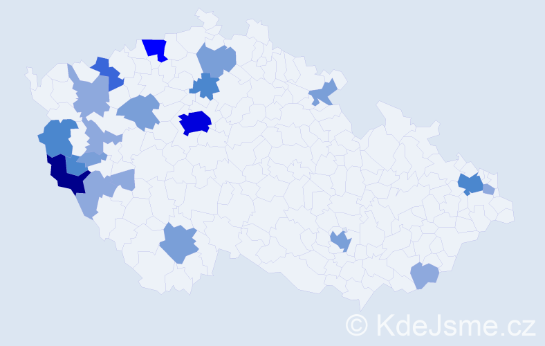 Příjmení: 'Köppl', počet výskytů 52 v celé ČR