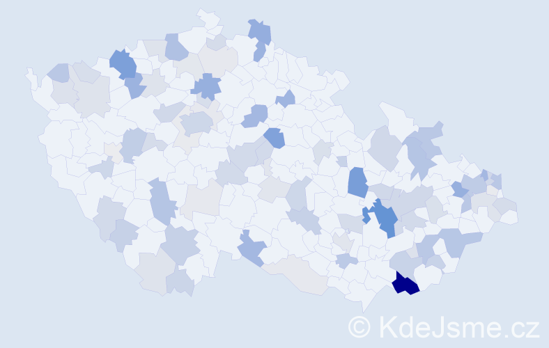 Příjmení: 'Zachar', počet výskytů 260 v celé ČR