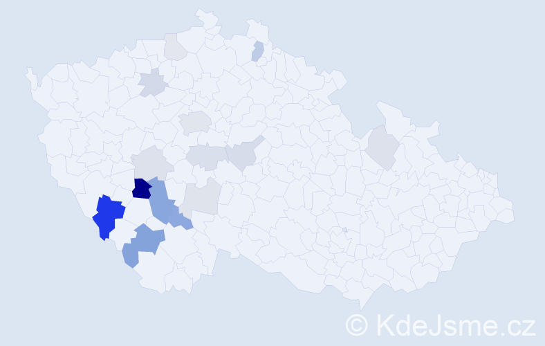 Příjmení: 'Čabrádková', počet výskytů 36 v celé ČR
