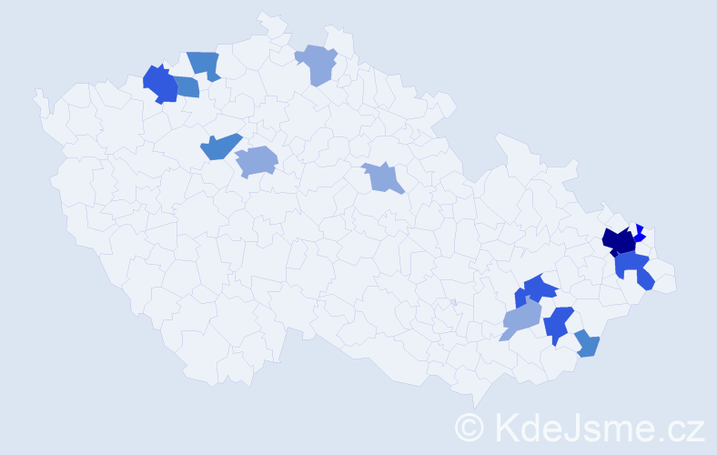 Příjmení: 'Dvorščáková', počet výskytů 33 v celé ČR