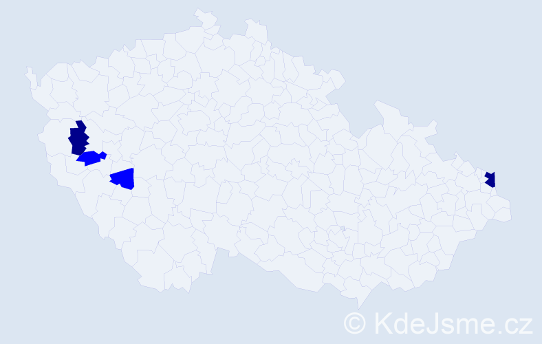 Příjmení: 'Kaplár', počet výskytů 6 v celé ČR