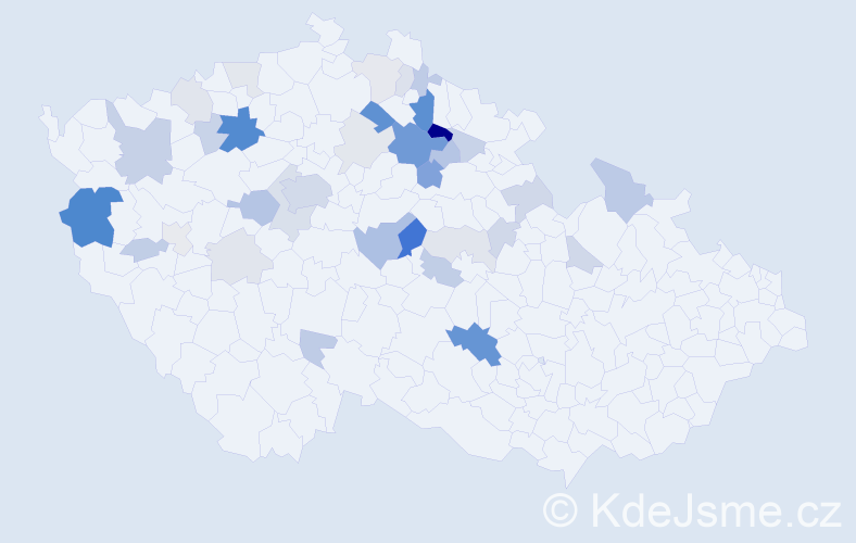 Příjmení: 'Rajm', počet výskytů 102 v celé ČR