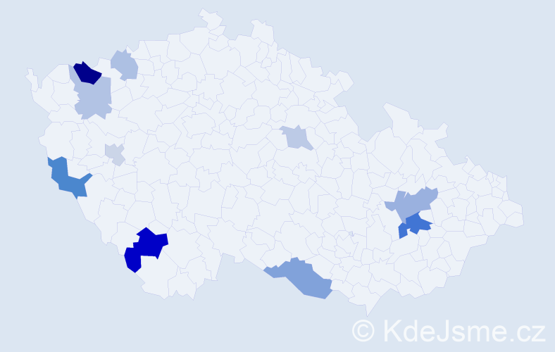 Příjmení: 'Kobanová', počet výskytů 20 v celé ČR