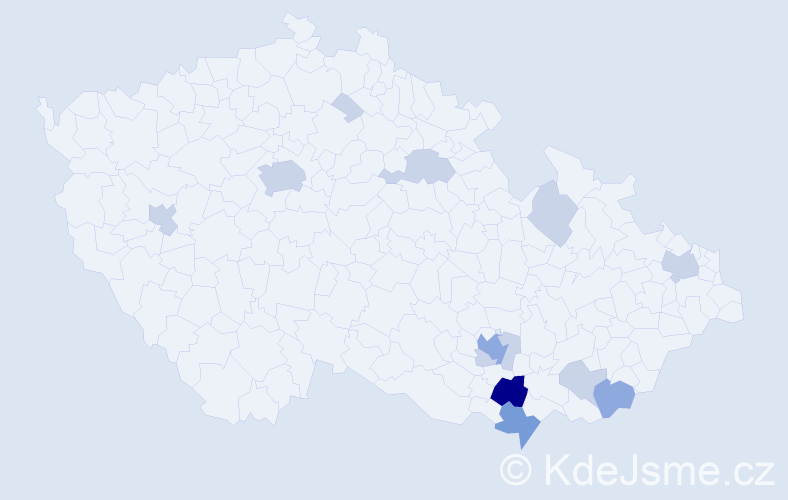 Příjmení: 'Čačíková', počet výskytů 29 v celé ČR