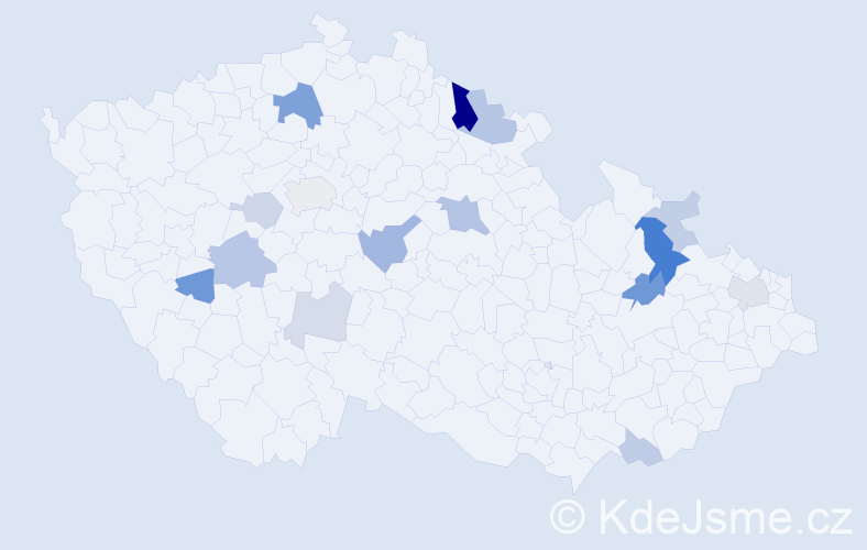 Příjmení: 'Hesko', počet výskytů 36 v celé ČR