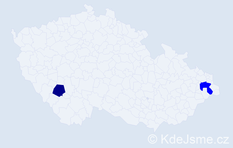 Příjmení: 'Cosier', počet výskytů 5 v celé ČR