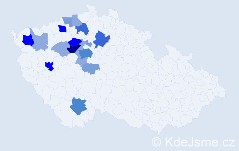 Příjmení: 'Urie', počet výskytů 52 v celé ČR