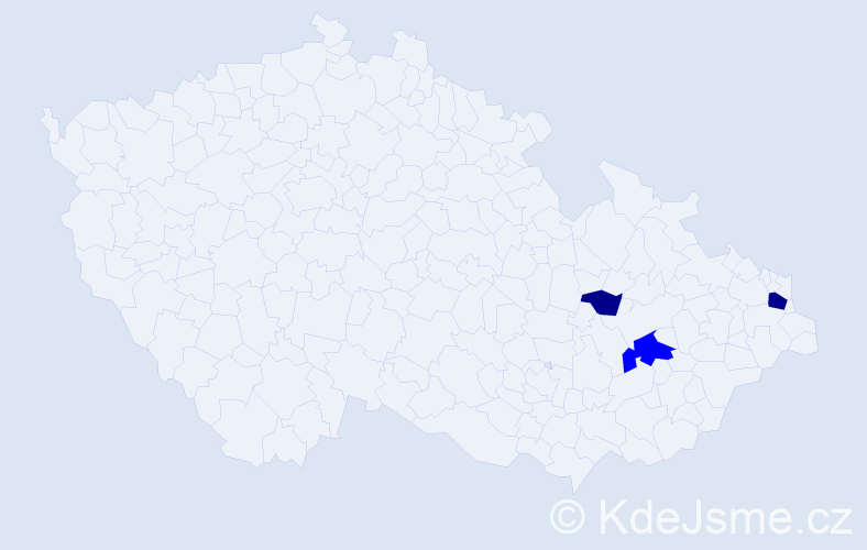 Příjmení: 'Timp', počet výskytů 8 v celé ČR