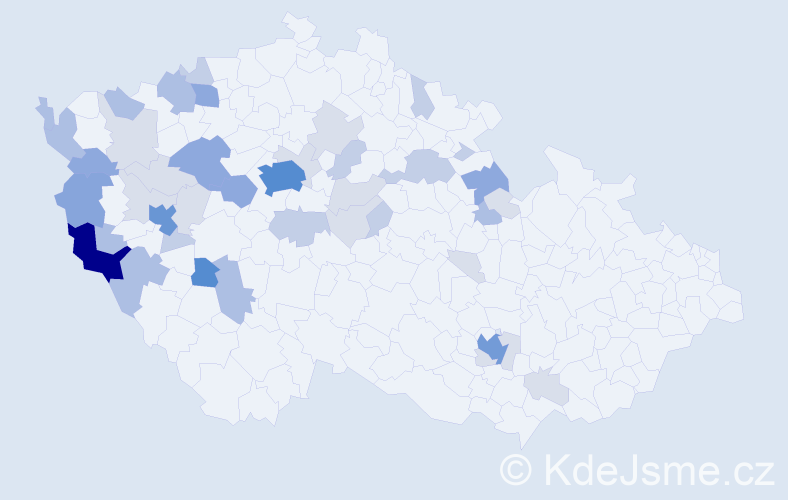 Příjmení: 'Kůstová', počet výskytů 134 v celé ČR