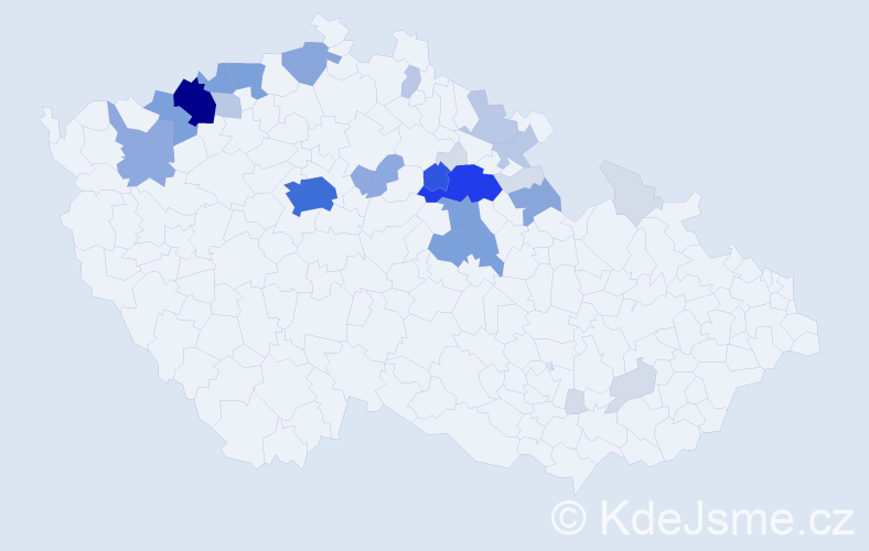 Příjmení: 'Leden', počet výskytů 106 v celé ČR