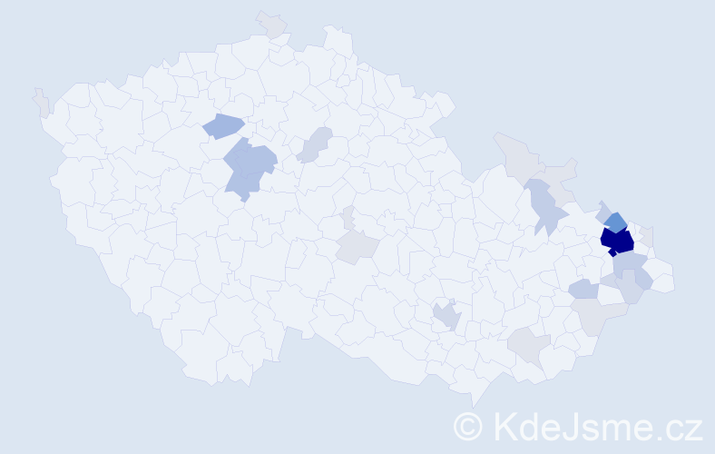 Příjmení: 'Kubenka', počet výskytů 85 v celé ČR