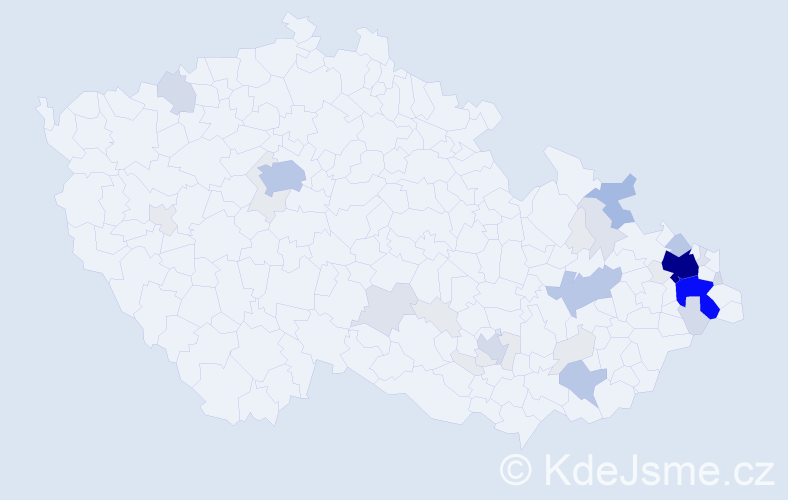 Příjmení: 'Klega', počet výskytů 150 v celé ČR