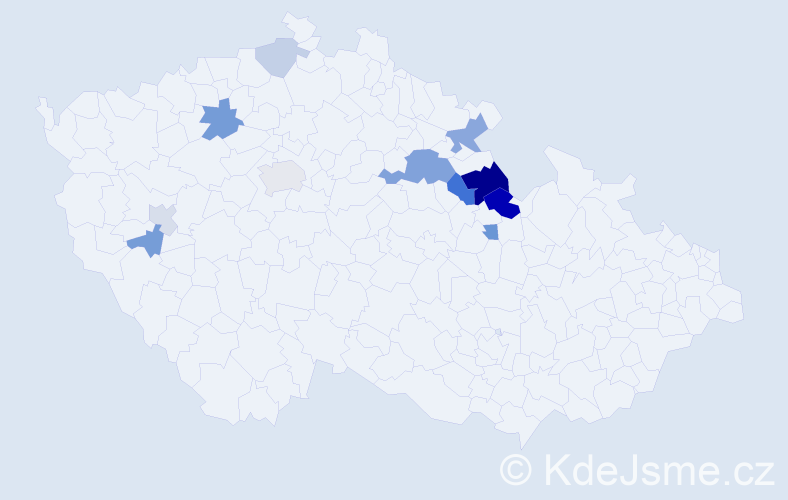Příjmení: 'Brklová', počet výskytů 25 v celé ČR
