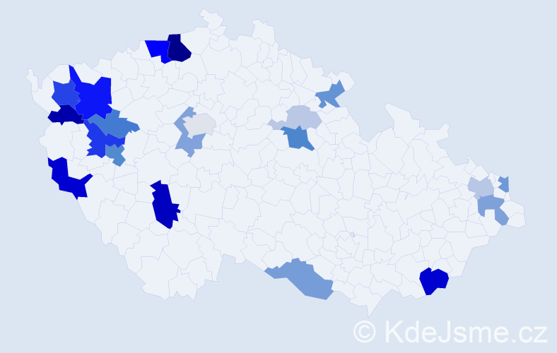 Příjmení: 'Džuganová', počet výskytů 64 v celé ČR