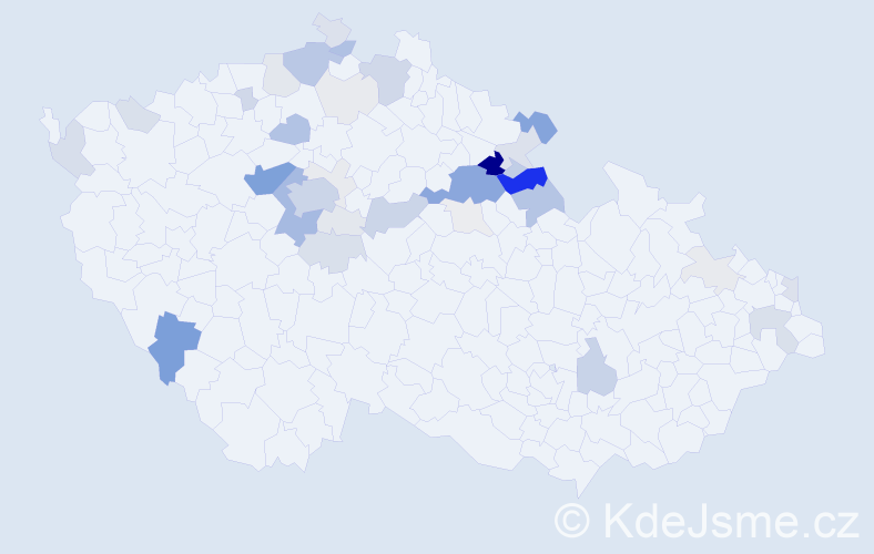 Příjmení: 'Panenka', počet výskytů 161 v celé ČR