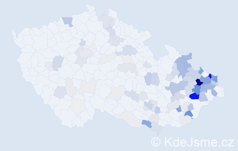 Příjmení: 'Rusek', počet výskytů 395 v celé ČR