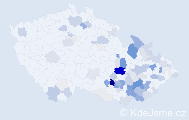 Příjmení: 'Šumbera', počet výskytů 294 v celé ČR