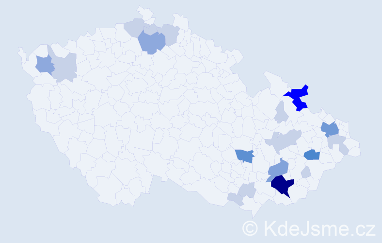 Příjmení: 'Hasmandová', počet výskytů 53 v celé ČR