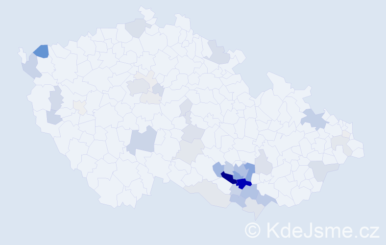 Příjmení: 'Cetlová', počet výskytů 174 v celé ČR