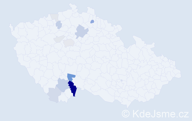 Příjmení: 'Mydlil', počet výskytů 31 v celé ČR