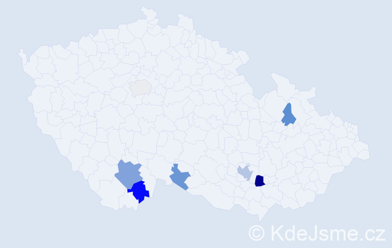 Příjmení: 'Kainzová', počet výskytů 16 v celé ČR