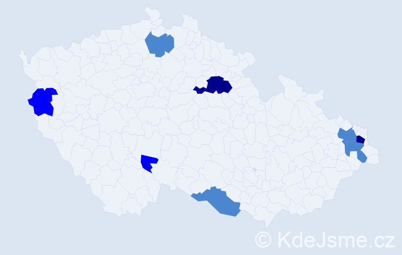 Příjmení: 'Czuczorová', počet výskytů 14 v celé ČR