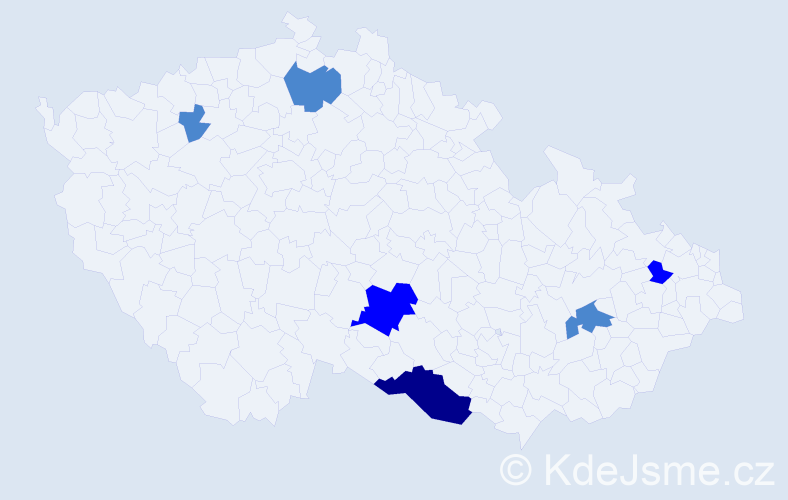 Příjmení: 'Zahrádecká', počet výskytů 10 v celé ČR